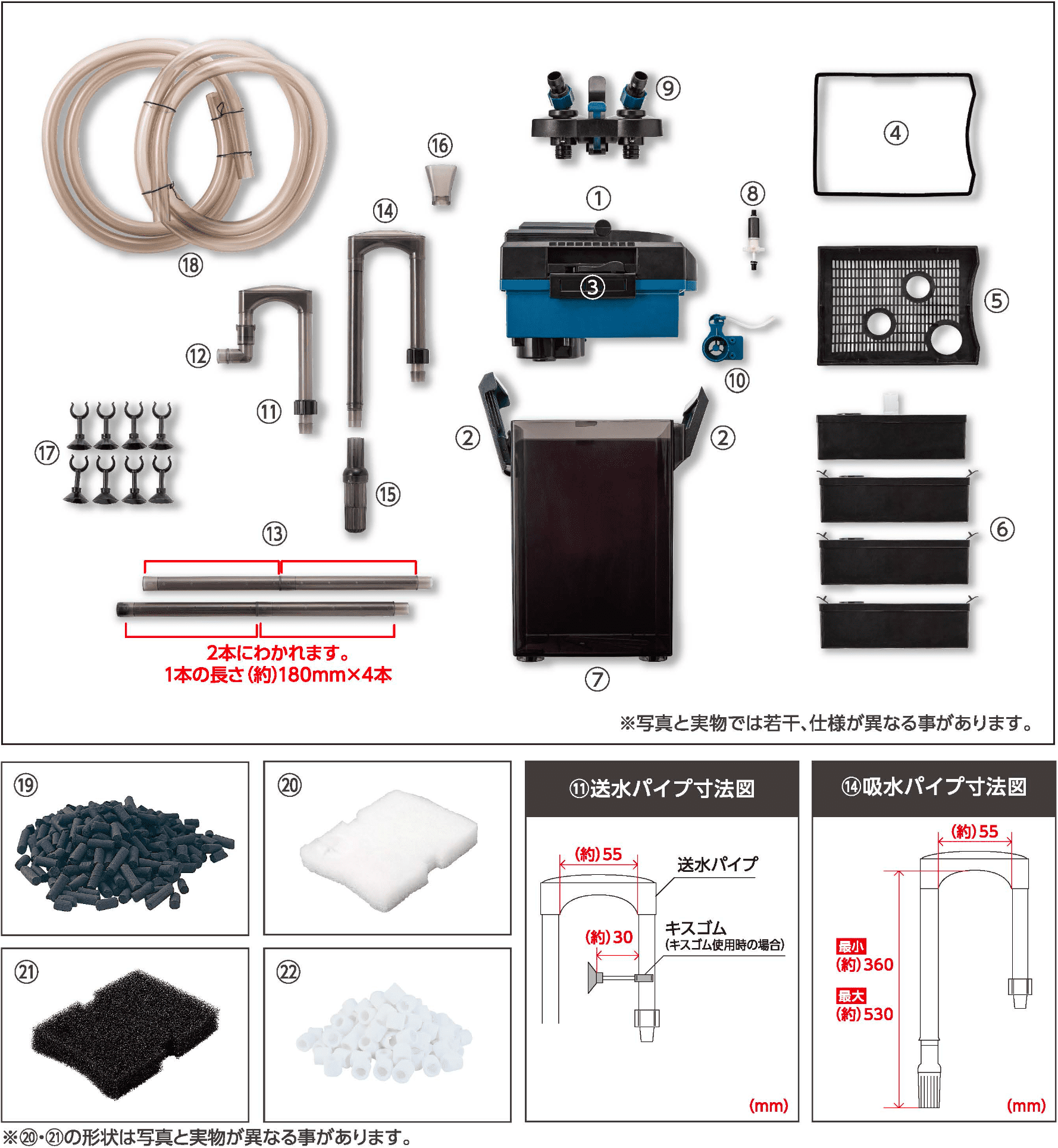 パワーボックスV1200〈器具＋ろ過材セット内容〉